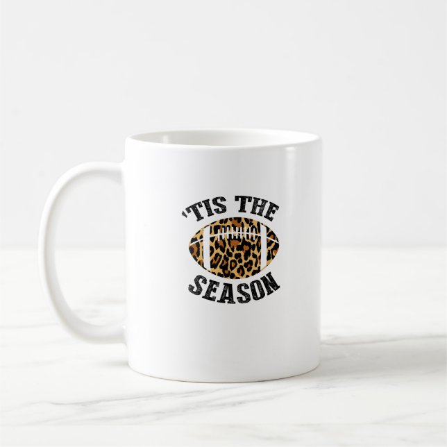Tis The Season Leopard Football Season Game Day Coffee Mug (Left)