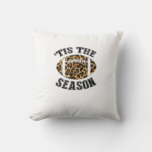 Tis The Season Leopard Football Season Game Day Throw Pillow
