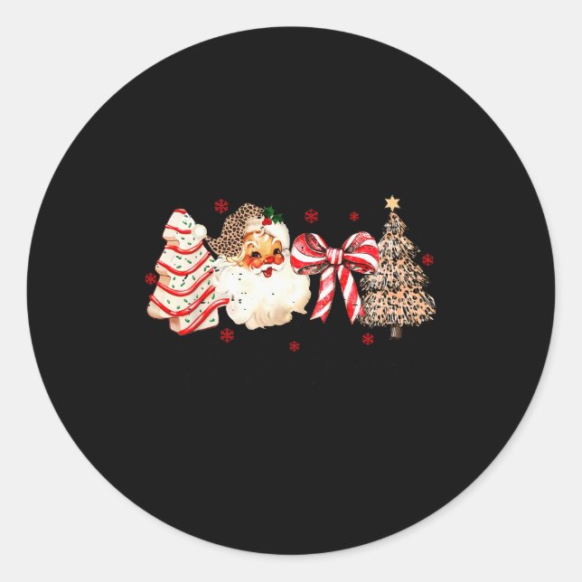 Tis The Season Leopard Tree Santa Christmas Coquet Classic Round Sticker (Front)