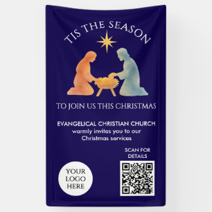 TIS THE SEASON Logo QR Church Services Christmas  Banner