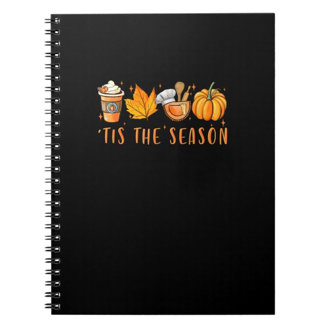 Tis The Season Lunch Lady Pumpkin Spice Fall Leave Notebook (Front)