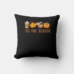 Tis The Season Lunch Lady Pumpkin Spice Fall Leave Throw Pillow