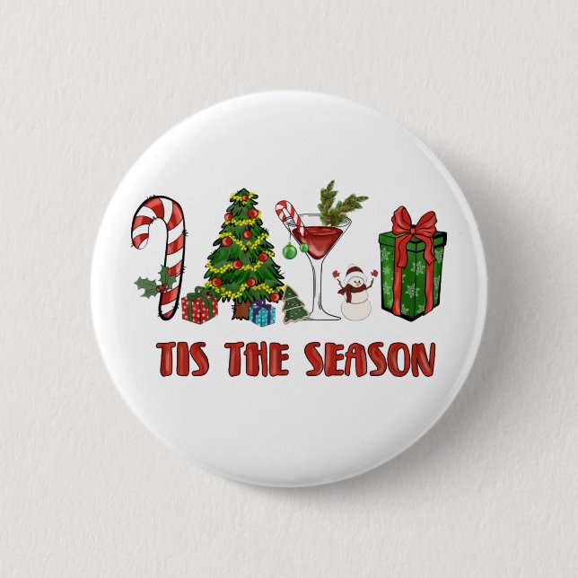 Tis The Season Merry Christmas 2 Inch Round Button (Front)