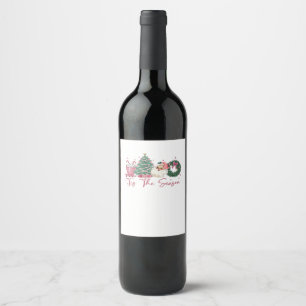 Tis The Season Merry Christmas Cute Xmas Coffee Ch Wine Label