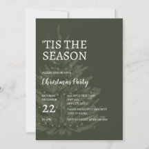 'Tis The Season Minimalist Green Christmas Invite