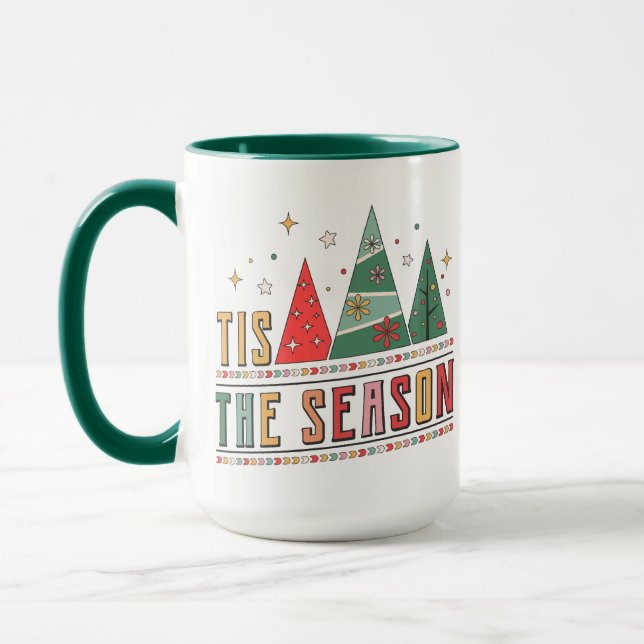 Tis The Season Modern Christmas Typography Mug (Left)