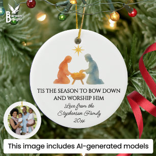 TIS THE SEASON Modern Family Photo Christmas Ceramic Ornament