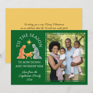 TIS THE SEASON Modern Family Photo Christmas Holiday Card
