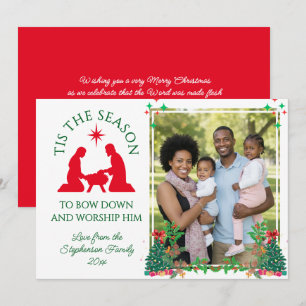 TIS THE SEASON Modern Family Photo Christmas Holiday Card