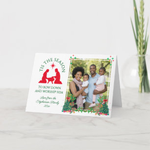 TIS THE SEASON Modern Family Photo Christmas Holiday Card