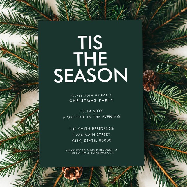 Tis The Season Modern Minimalist Christmas Party Invitation (Creator Uploaded)