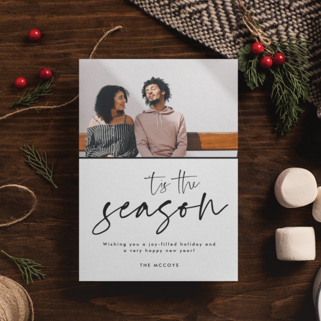 Tis the Season Modern Photo Christmas Holiday Card (Creator Uploaded)