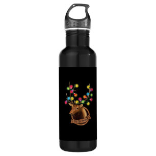 Tis The Season Mounted Reindeer With Christmas Lig 710 Ml Water Bottle