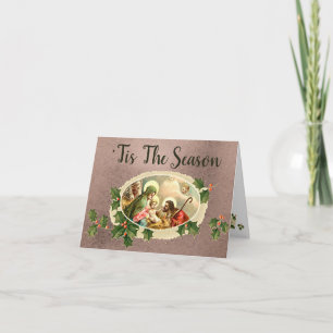 Tis The Season Nativity Holiday Half Fold Card