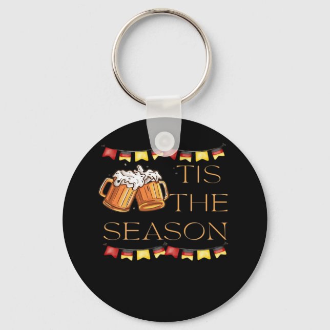 Tis The Season Oktoberfest Fun Beer Festival Fall  Keychain (Front)