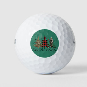 "Tis the Season" Plaid Leopard Christmas Trees Golf Balls