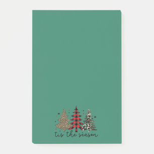 "Tis the Season" Plaid Leopard Christmas Trees Post-it Notes