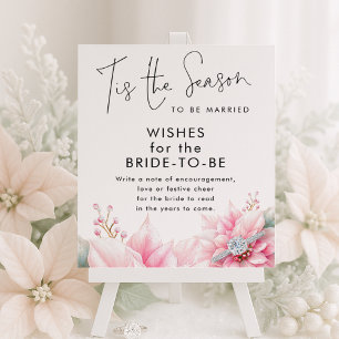 Tis the season Poinsettia Bridal Shower Wishes Poster