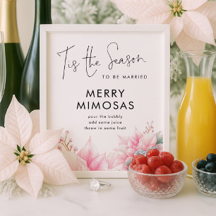 Tis the season Poinsettia Mimosa Bridal Shower Poster