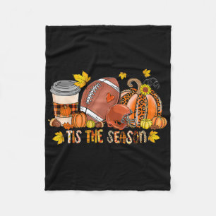 Tis The Season Pumpkin American Football Thanksgiv Fleece Blanket