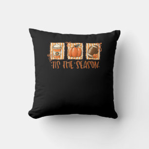 Tis The Season Pumpkin American Football Thanksgiv Throw Pillow