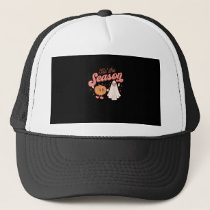 Tis The Season Pumpkin Boo 60s 70s Halloween Costu Trucker Hat