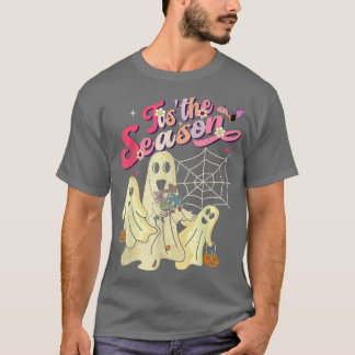 Tis the Season Pumpkin Boo 60s 70s Hippie Hallowee T-Shirt