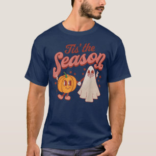 Tis the Season Pumpkin Boo 60s 70s Hippie Hallowee T-Shirt
