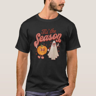 Tis The Season Pumpkin Boo 60s 70s Hippie Hallowee T-Shirt