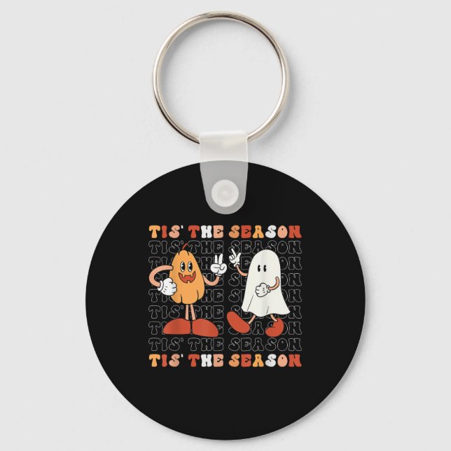 Tis The Season Pumpkin Boo 70s Halloween Costume Keychain (Front)