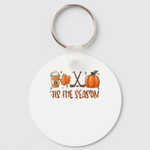 Tis The Season Pumpkin Latte Fall Leaves Thanksgiv Keychain