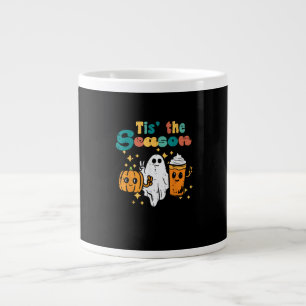 Tis The Season Pumpkin Latte Retro Halloween Fall Large Coffee Mug
