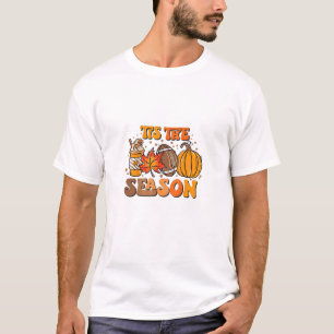 Tis The Season Pumpkin Leaf Latte Fall Aesthetic C T-Shirt