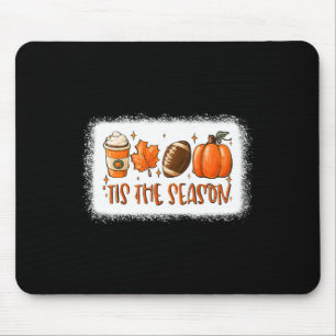 Tis The Season Pumpkin Leaf Latte Fall Football Bl Mouse Pad