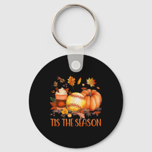Tis The Season Pumpkin Leaf Latte Fall Softll Tees Keychain