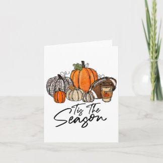 Tis The Season Pumpkin Leaf Latte Fall Thanksgivin Card