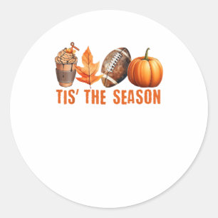 Tis The Season Pumpkin Leaf Latte Fall Thanksgivin Classic Round Sticker