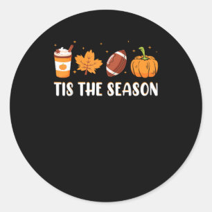 Tis The Season Pumpkin Leaf Latte Fall Thanksgivin Classic Round Sticker