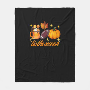 Tis The Season Pumpkin Leaf Latte Fall Thanksgivin Fleece Blanket