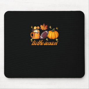 Tis The Season Pumpkin Leaf Latte Fall Thanksgivin Mouse Pad