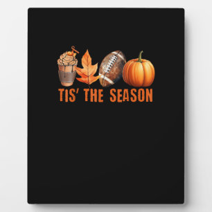 Tis The Season Pumpkin Leaf Latte Fall Thanksgivin Plaque