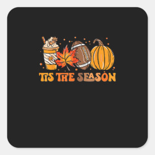 Tis The Season Pumpkin Leaf Latte Fall Thanksgivin Square Sticker