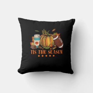 Tis The Season Pumpkin Leaf Latte Fall Thanksgivin Throw Pillow