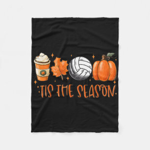 Tis The Season Pumpkin Leaf Latte Fall Volleyll  Fleece Blanket