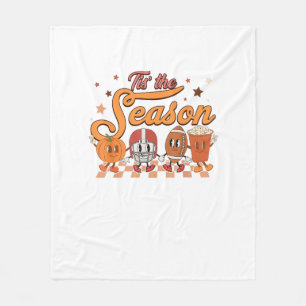 Tis The Season Pumpkin Leaf Latte Football Creativ Fleece Blanket