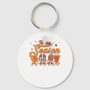Tis The Season Pumpkin Leaf Latte Football Creativ Keychain