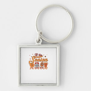 Tis The Season Pumpkin Leaf Latte Football Creativ Keychain