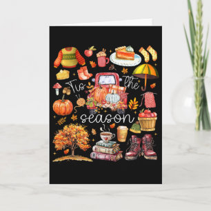 Tis The Season Pumpkin Leaves Autumn Card