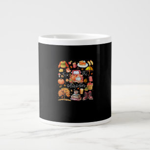 Tis The Season Pumpkin Leaves Autumn Large Coffee Mug