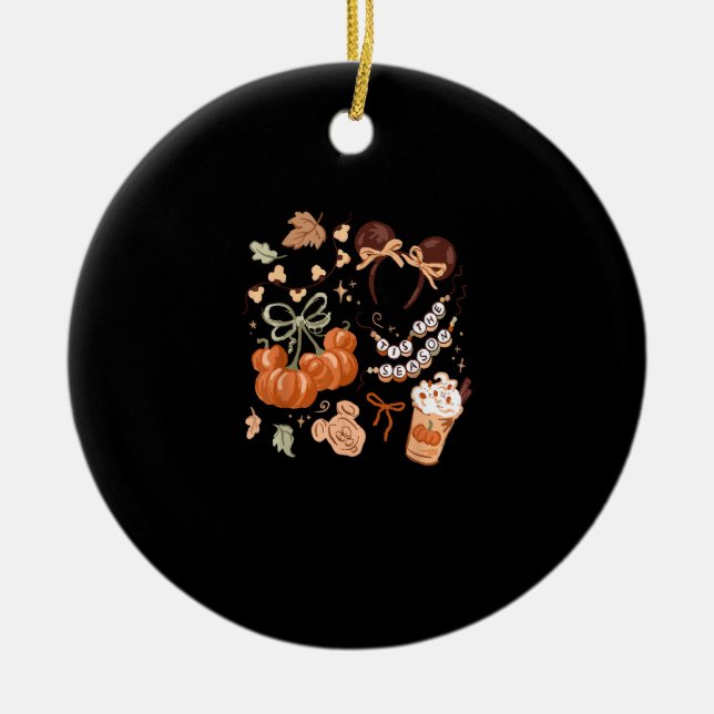Tis The Season Pumpkin Season, Fall Harvest Autumn Ceramic Ornament (Front)